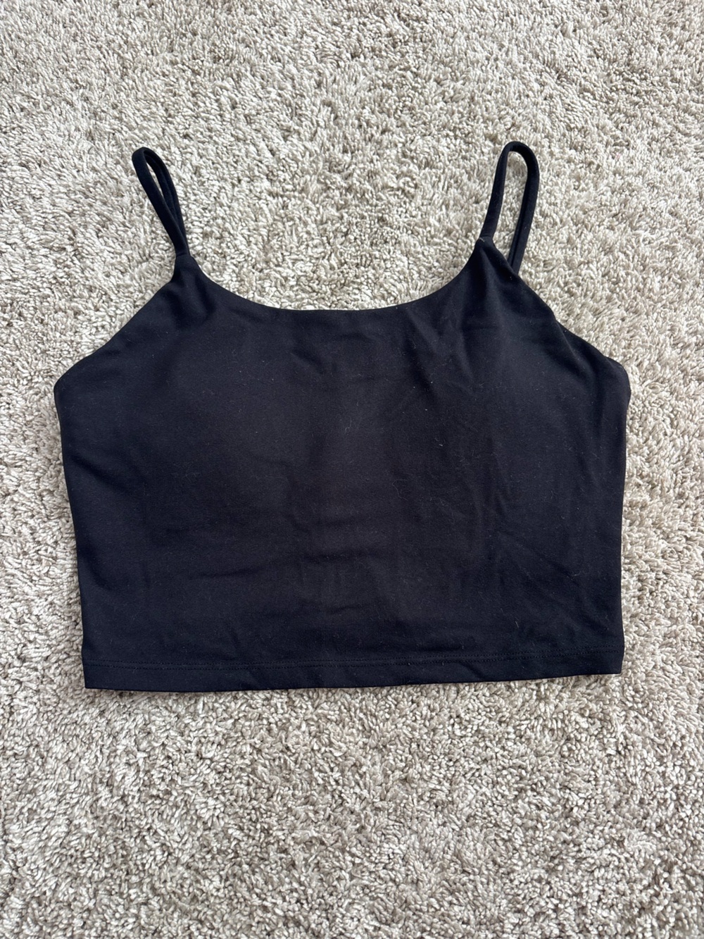 Classic Black Cropped Camisole Tank - Women's Slim Spaghetti Strap